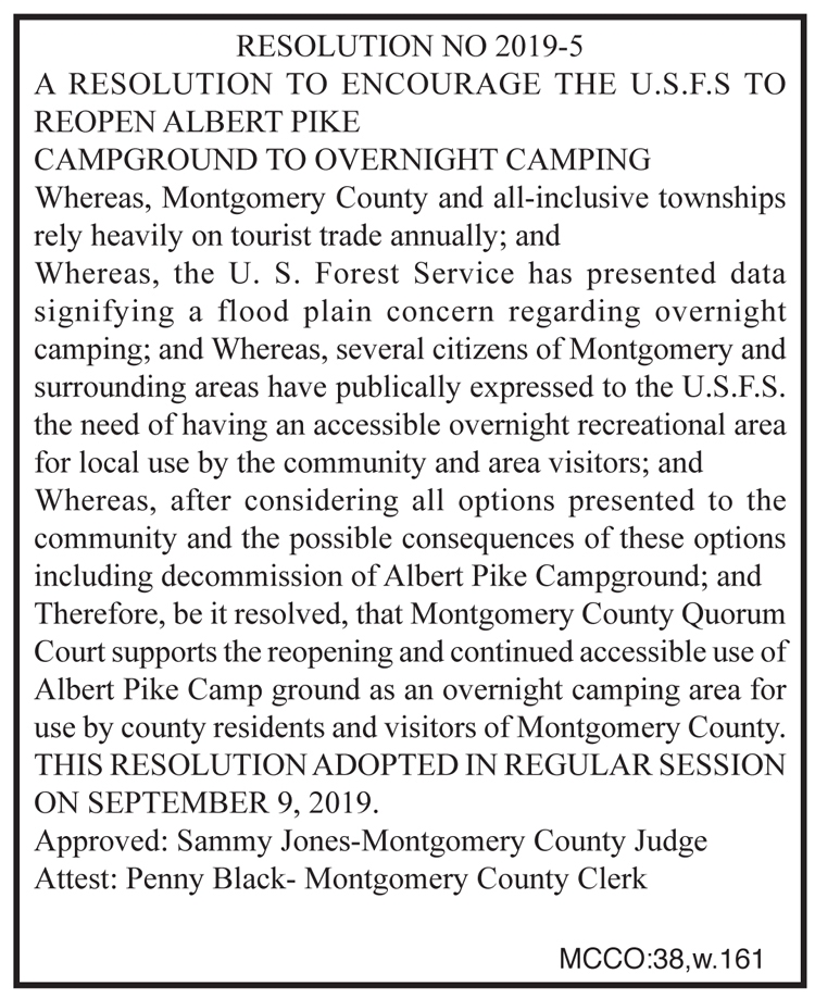 Montgomery County Quorum Court Resolution 2019-5