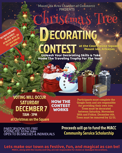 Mount Ida Chamber invites you to decorate a Christmas Tree